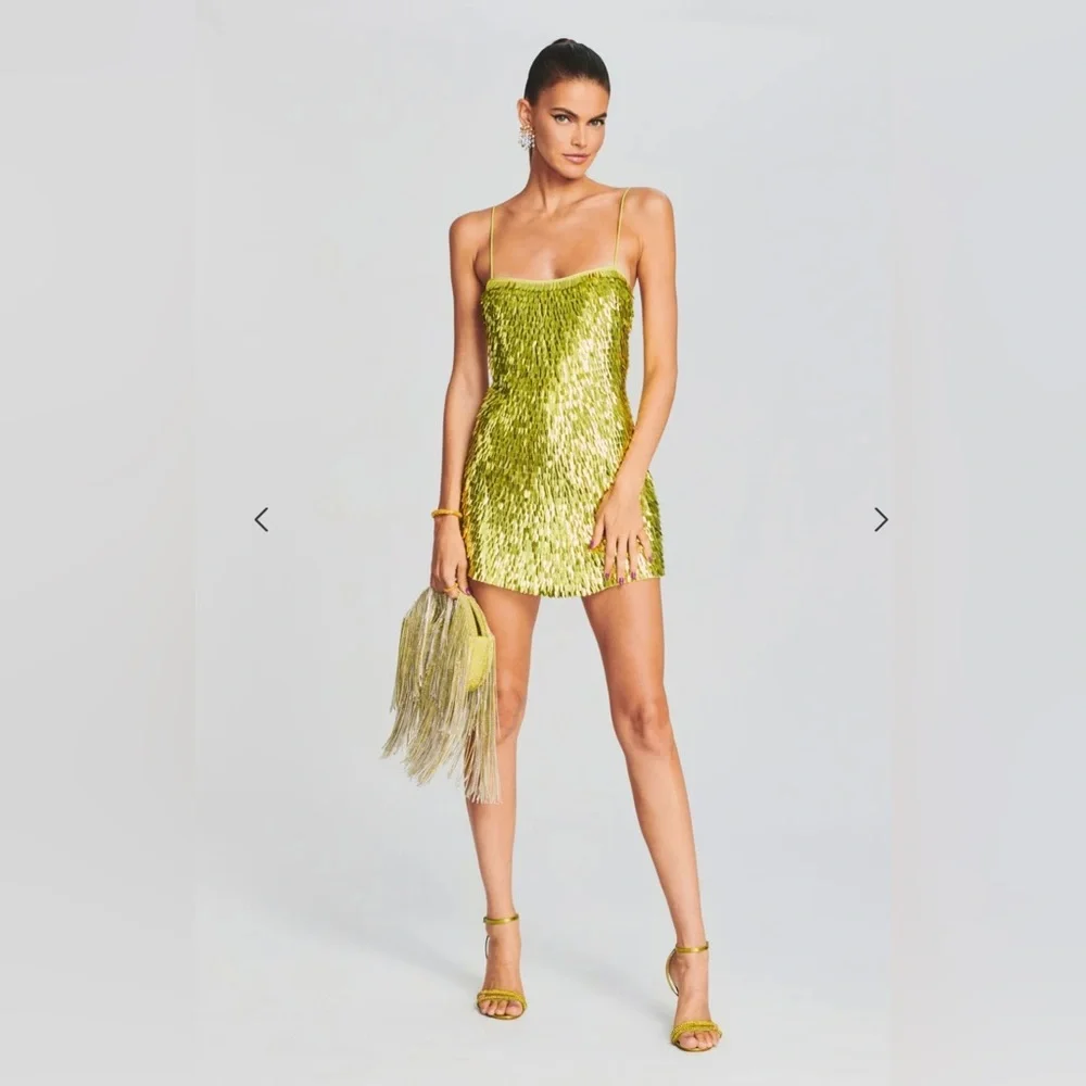 Retrofete Lime Sequin Mini Dress - Picture 1 of 4